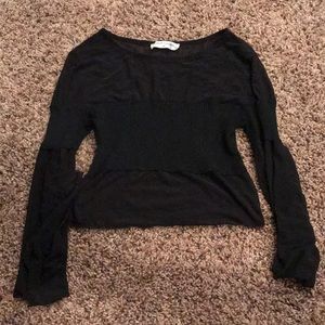 Black mesh crop top